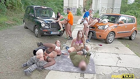 Ariana Van X, Sweet Cat And Rebecca Volpetti - Three Insatiable Bitches Getting Fucked In Public