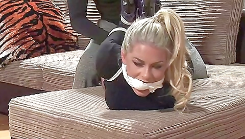 Bratty Stuck Up Blonde Tied In Her Leather Pants And Spanke